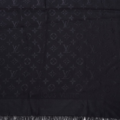 Louis Vuitton Silk Wool Monogram Shawl Black 6 of 7