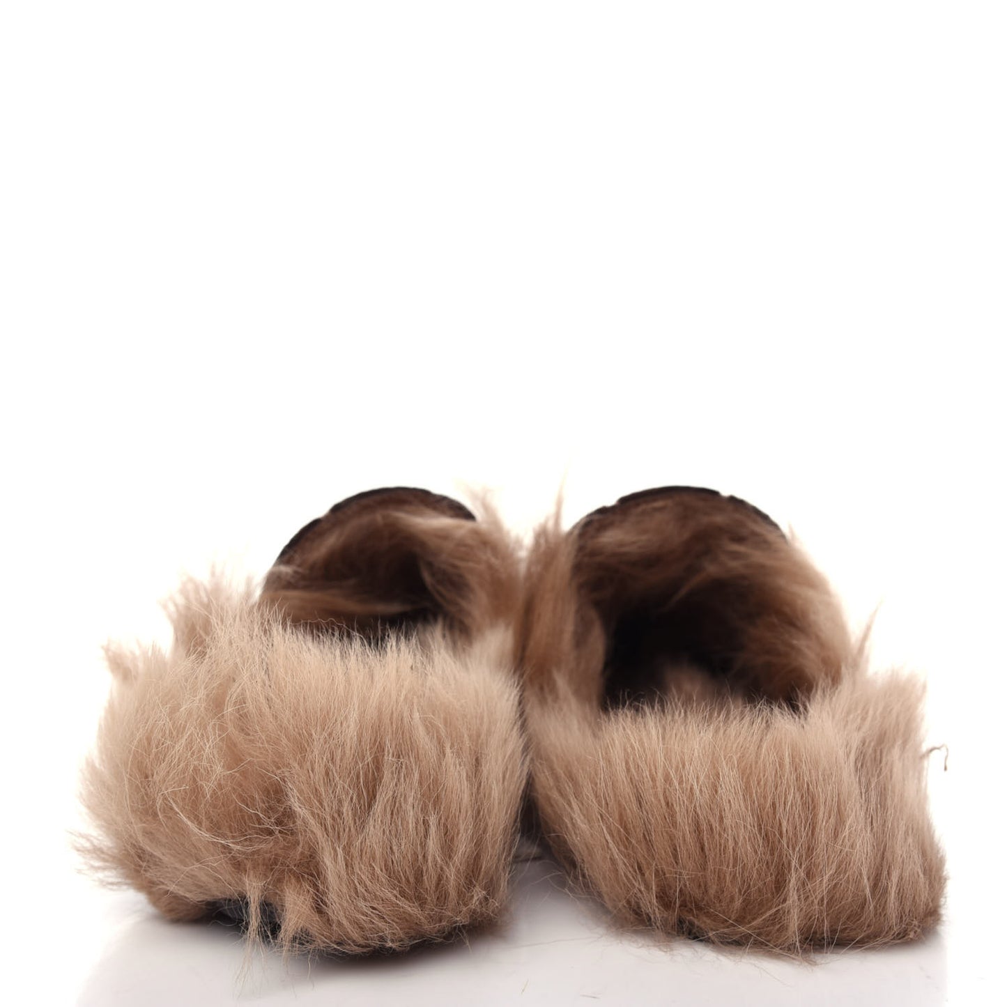Velvet GG Monogram Fur Womens Princetown Slippers 39 Brown Black Natural