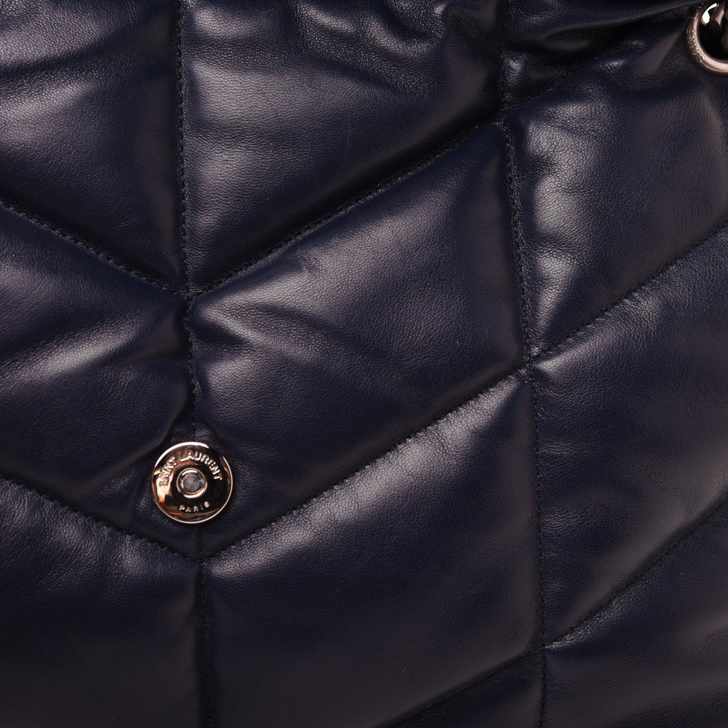 Lambskin Quilted Small Loulou Puffer Monogram Chain Satchel Navy