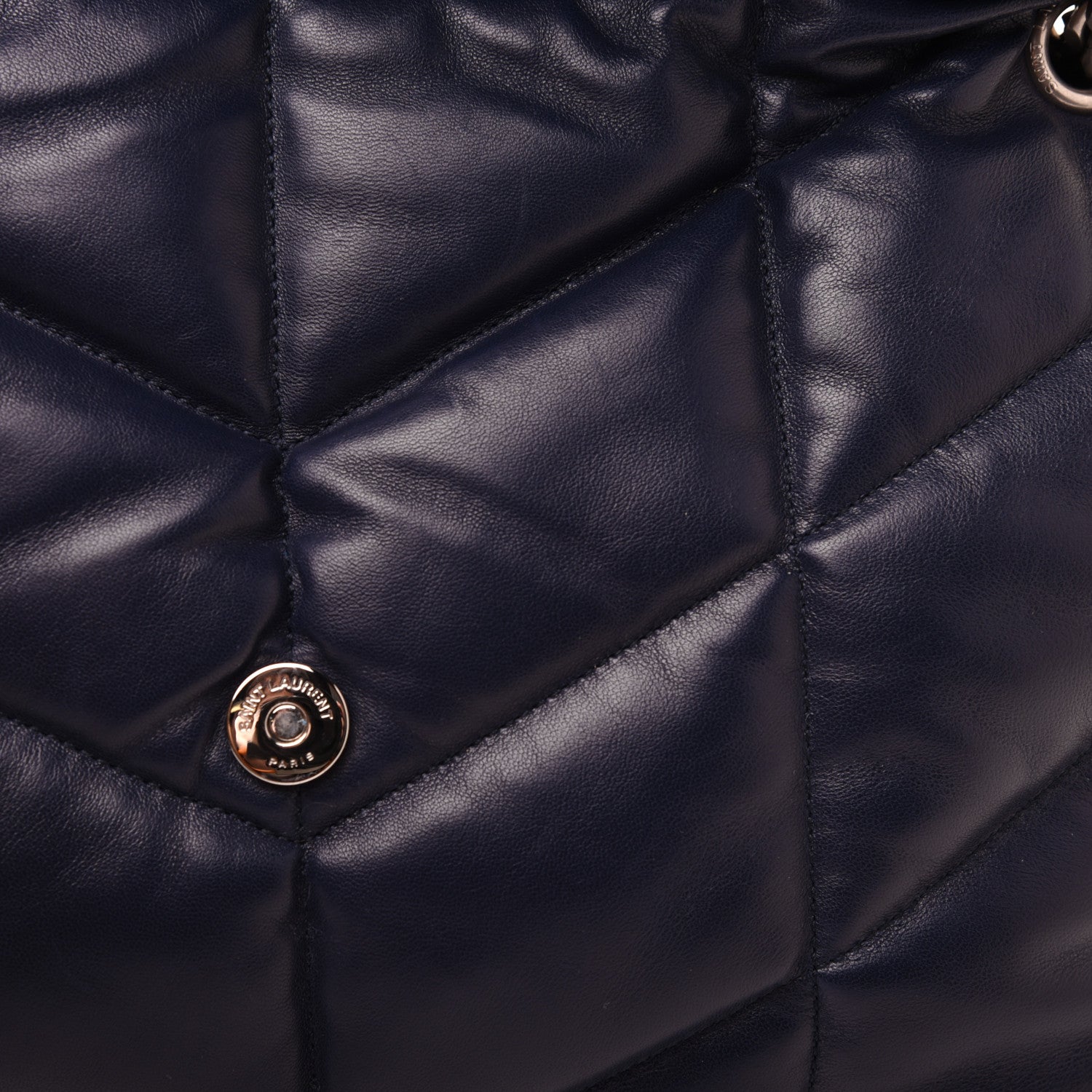 Saint Laurent Lambskin Quilted Small Loulou Puffer Monogram Chain Satchel Navy 15 of 24