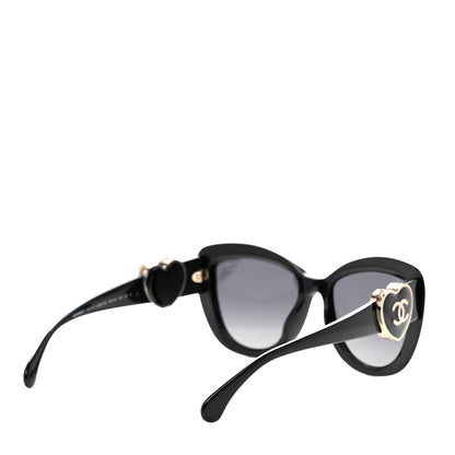 Chanel Acetate Enamel Heart Butterfly Sunglasses 5517 Black 4 of 9