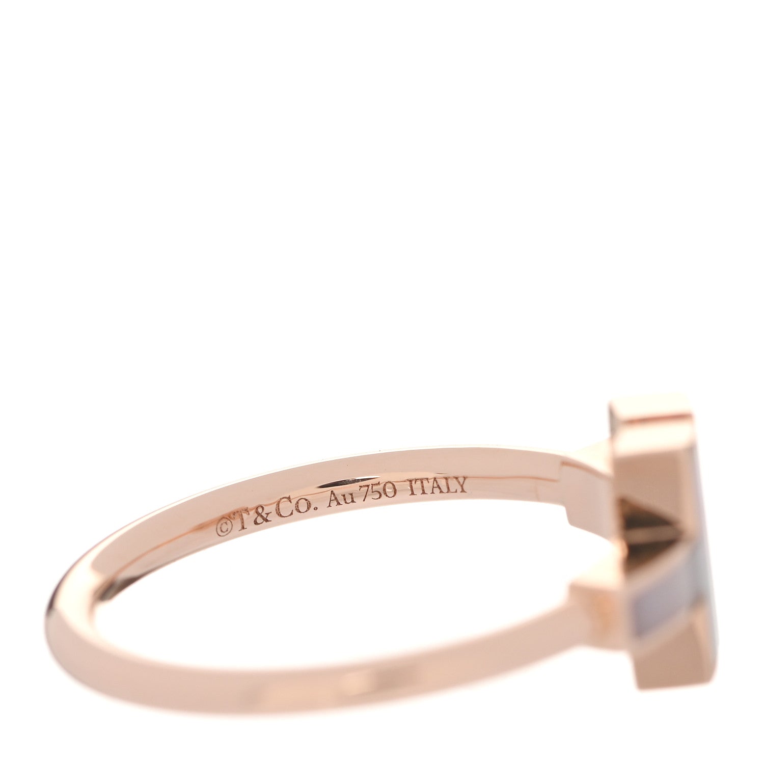 Tiffany 18K Rose Gold Diamond Mother of Pearl T Wire Ring 57 8 4 of 5