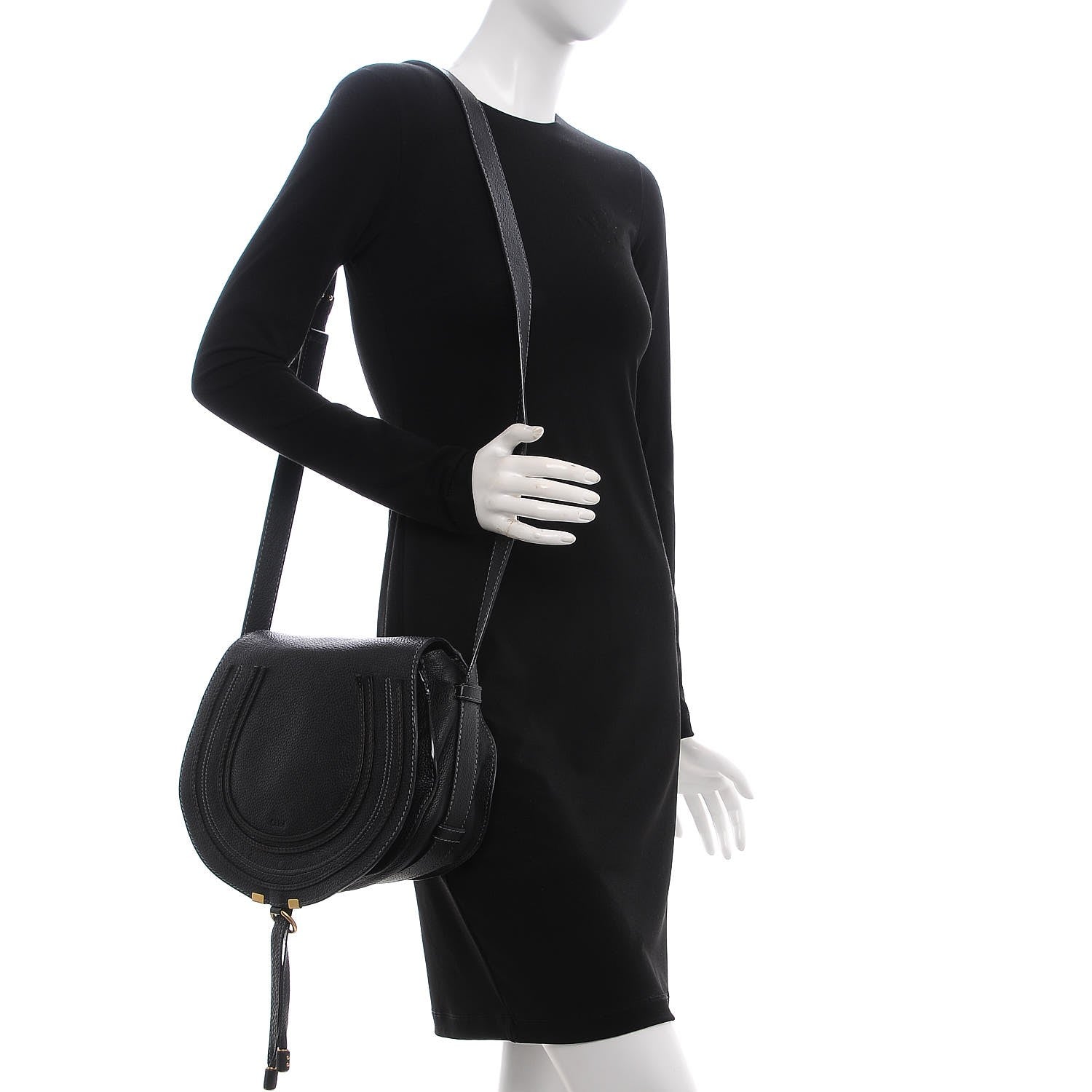 Chloe Calfskin Medium Marcie Round Crossbody Bag Black 2 of 11