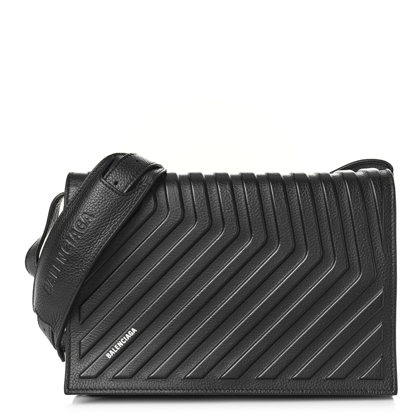 Grained Calfskin Car Flap Bag Black