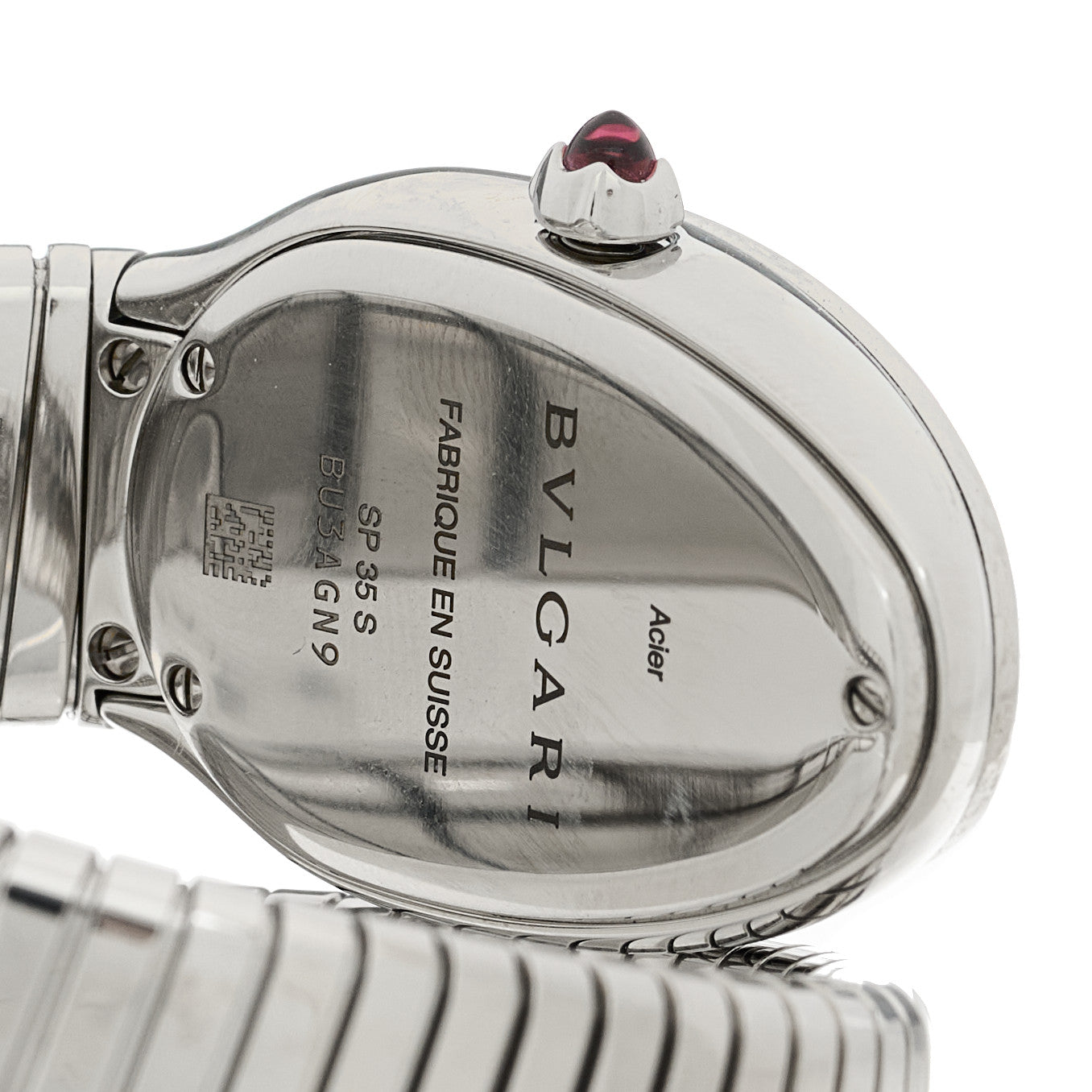 Stainless Steel Diamond Bezel 35mm Serpenti Tubogas Quartz Watch Black