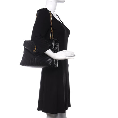 Saint Laurent Calfskin Y Quilted Monogram Medium Loulou Chain Satchel Black 2 of 9