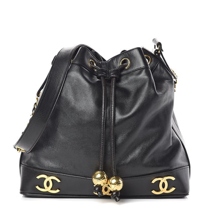 Chanel Lambskin CC Drawstring Shoulder Bag Black 3 of 17