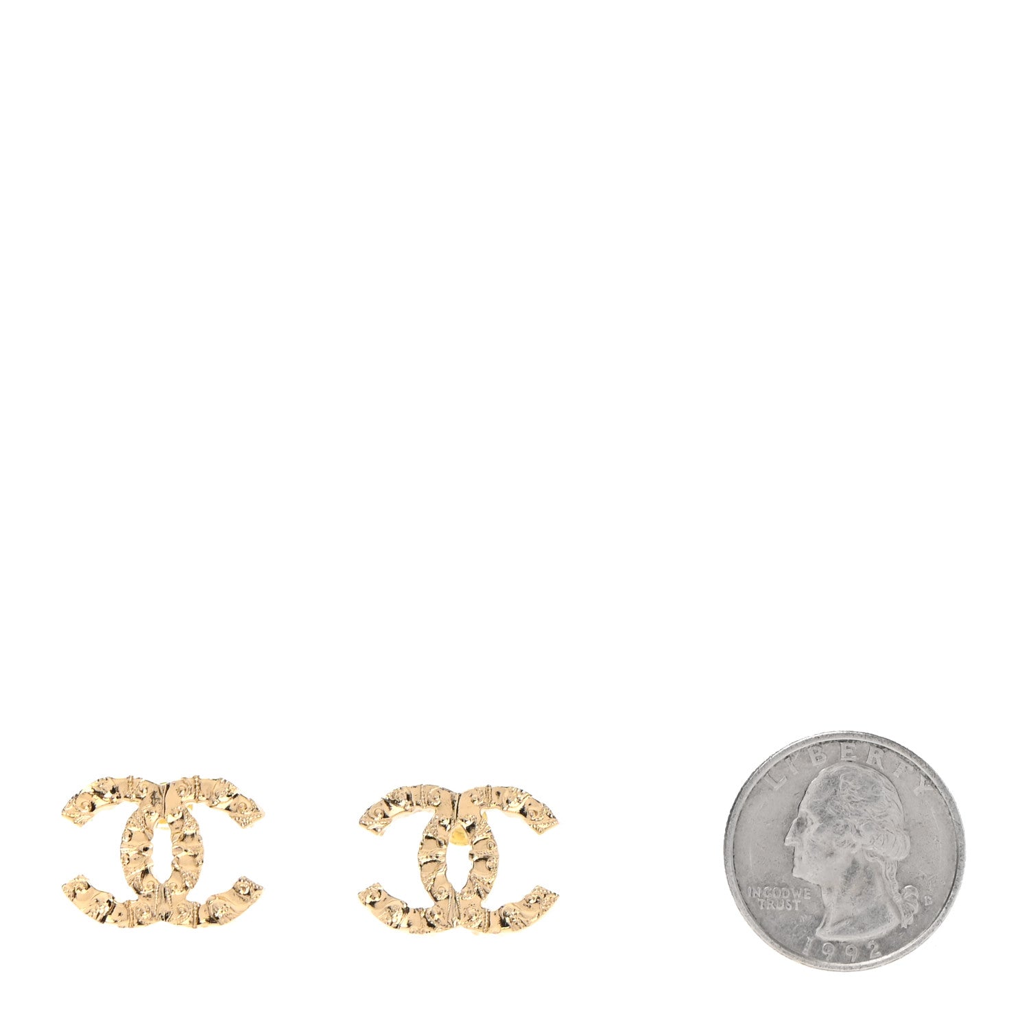 Chanel Metal Textured CC Earrings Gold 2 of 4
