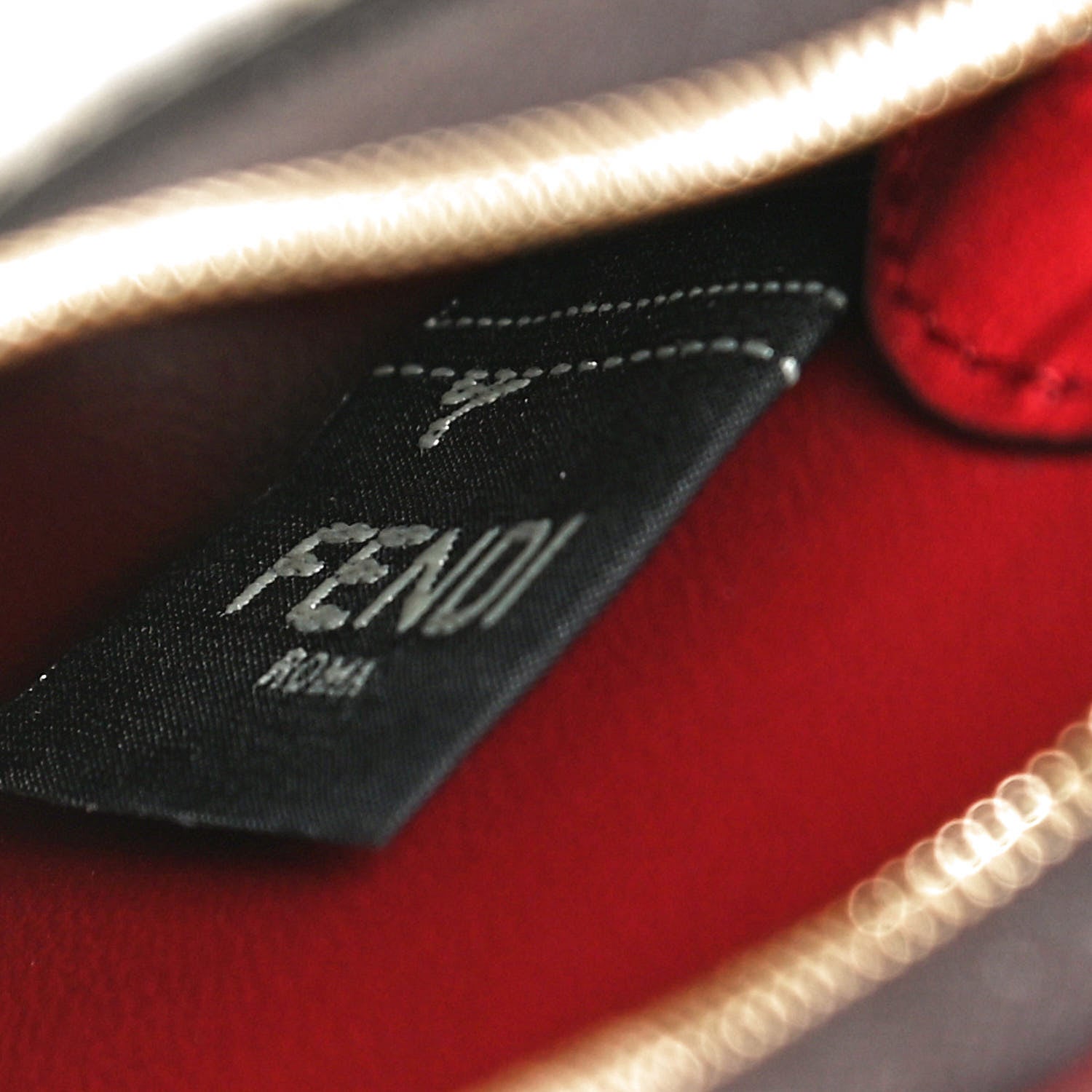 Fendi Vitello Grace Glazed Fabric FF 1974 3 Pocket Mini Crossbody Bag Fragola Mogano Panna 6 of 12