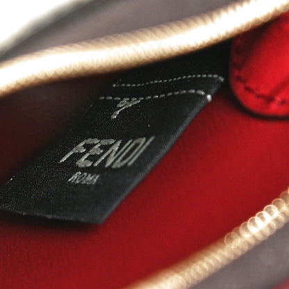 Fendi Vitello Grace Glazed Fabric FF 1974 3 Pocket Mini Crossbody Bag Fragola Mogano Panna 6 of 12