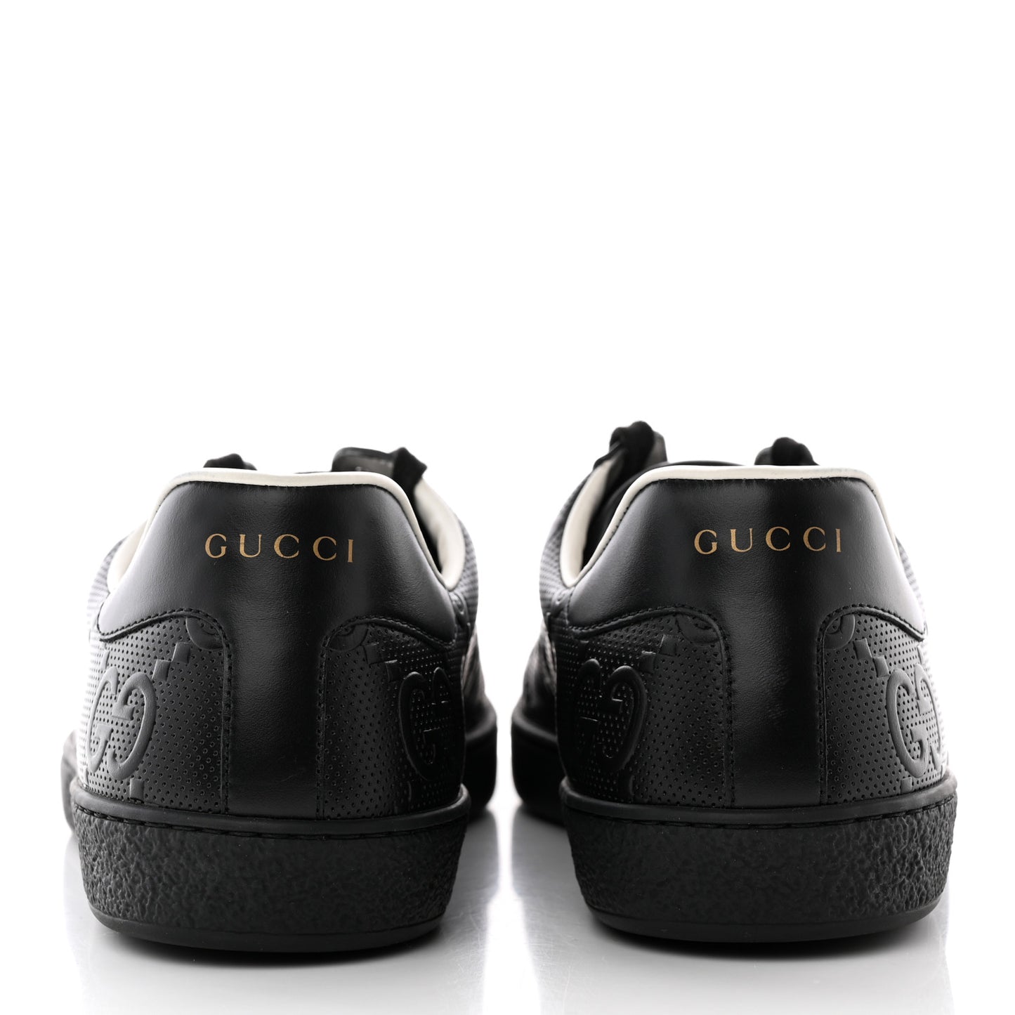 Calfskin GG Tennis Embossed Mens Ace Sneakers 10 Black