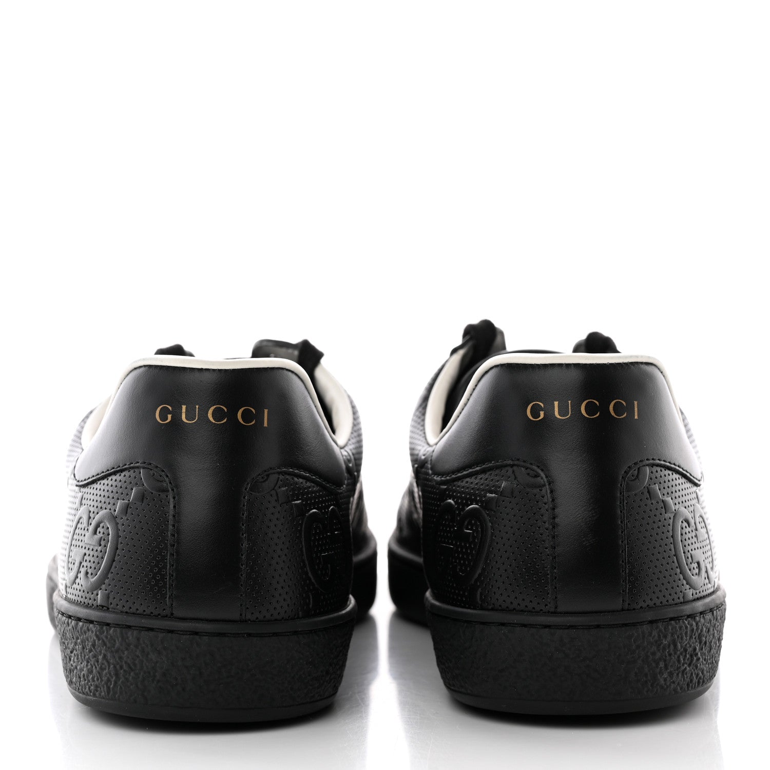 Gucci Calfskin GG Tennis Embossed Mens Ace Sneakers 10 Black 5 of 22