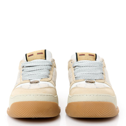 Gucci Lame Canvas Nubuck GG Monogram Womens Screener 50mm Sneakers 35 Gardenia Silver Dusty Milk White Mystic White 3 of 8