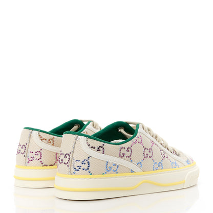 Gucci Canvas Lame Crystal GG Monogram Womens 1977 Tennis Sneakers 35.5 Gardenia Silver Mystic White 4 of 8