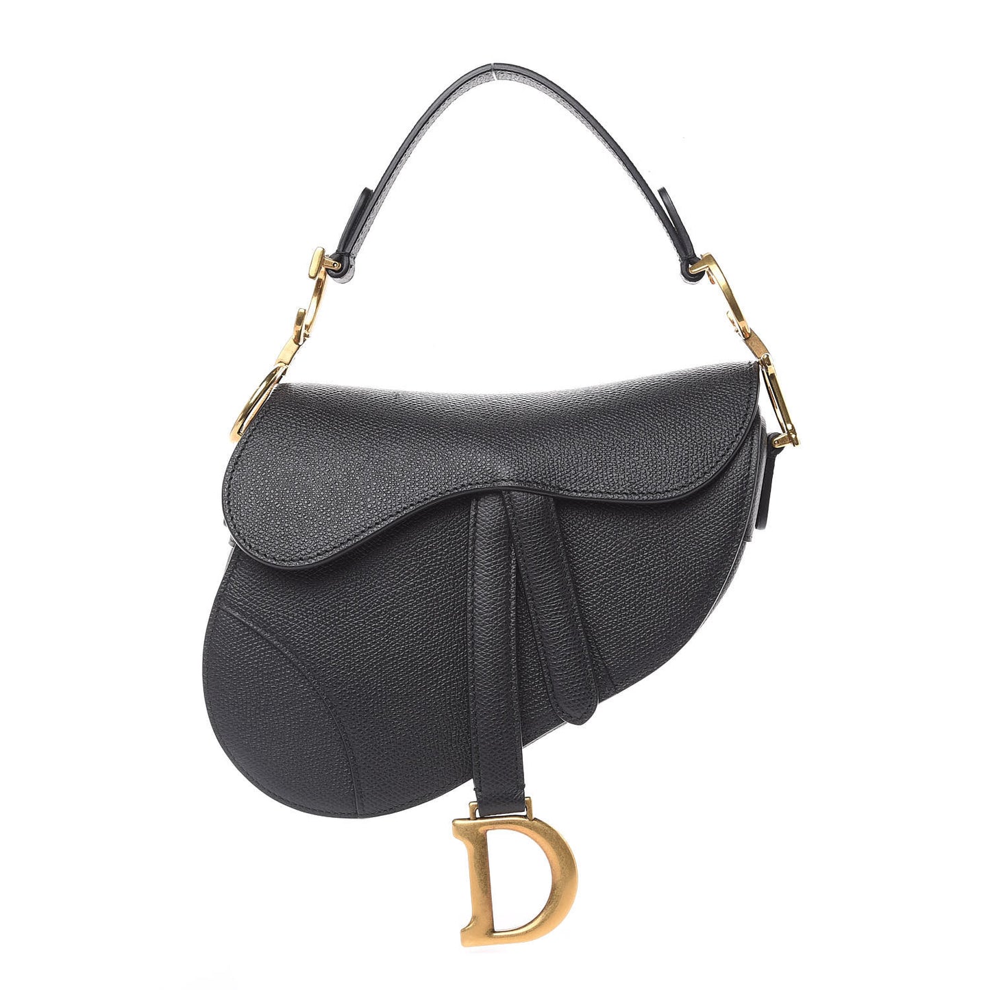 Grained Calfskin Mini Saddle Bag Black