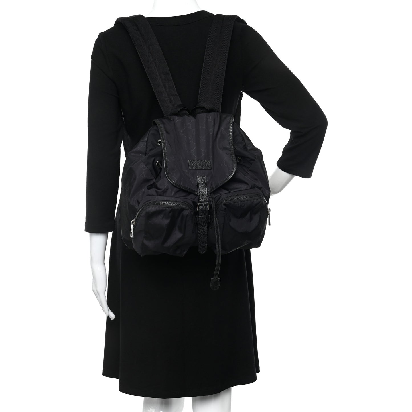 Nylon Monogram Medium Light Single Buckle Backpack Black