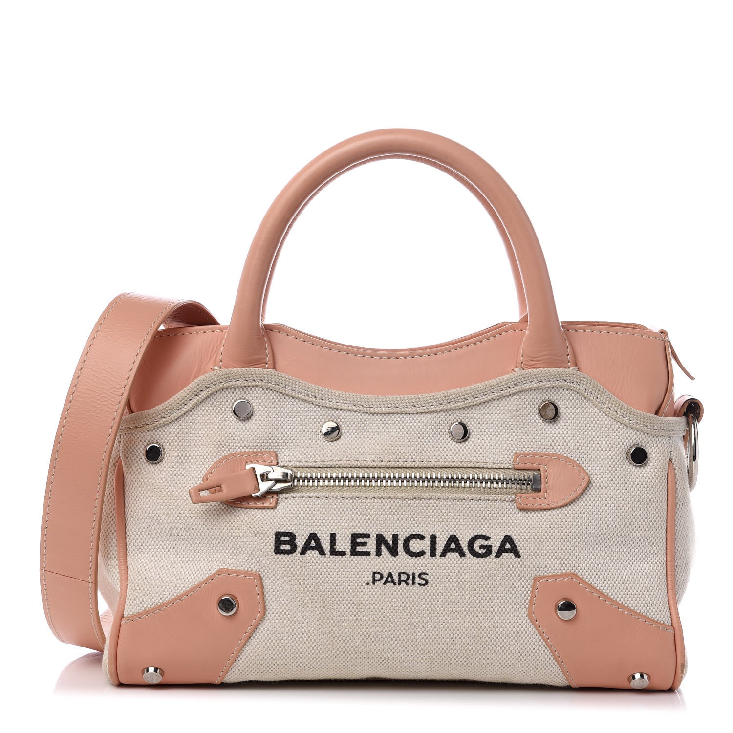 Balenciaga Calfskin Canvas Classic Hardware Mini Belharra City Natural 1 of 8