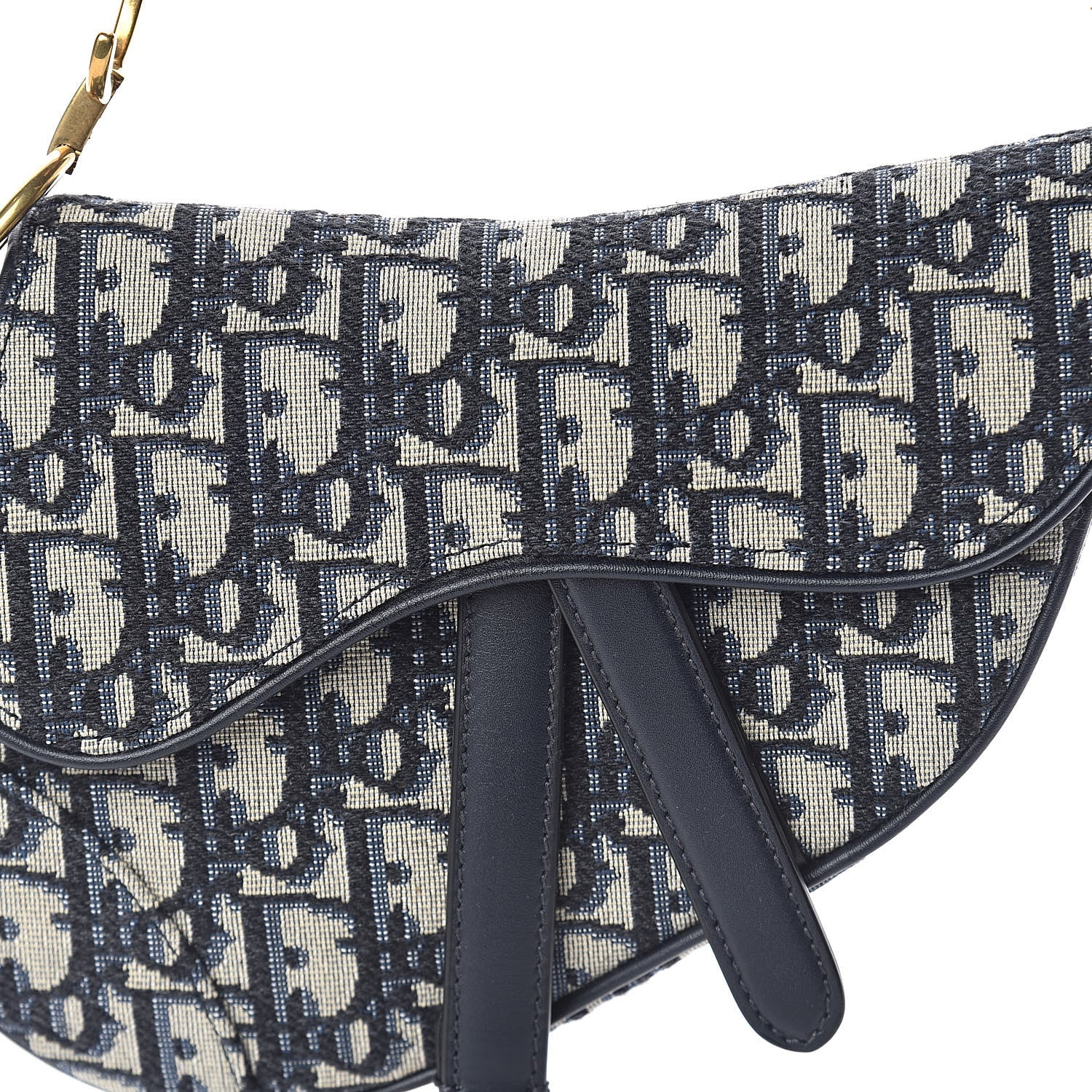 Christian Dior Oblique Mini Saddle Bag Blue 7 of 9