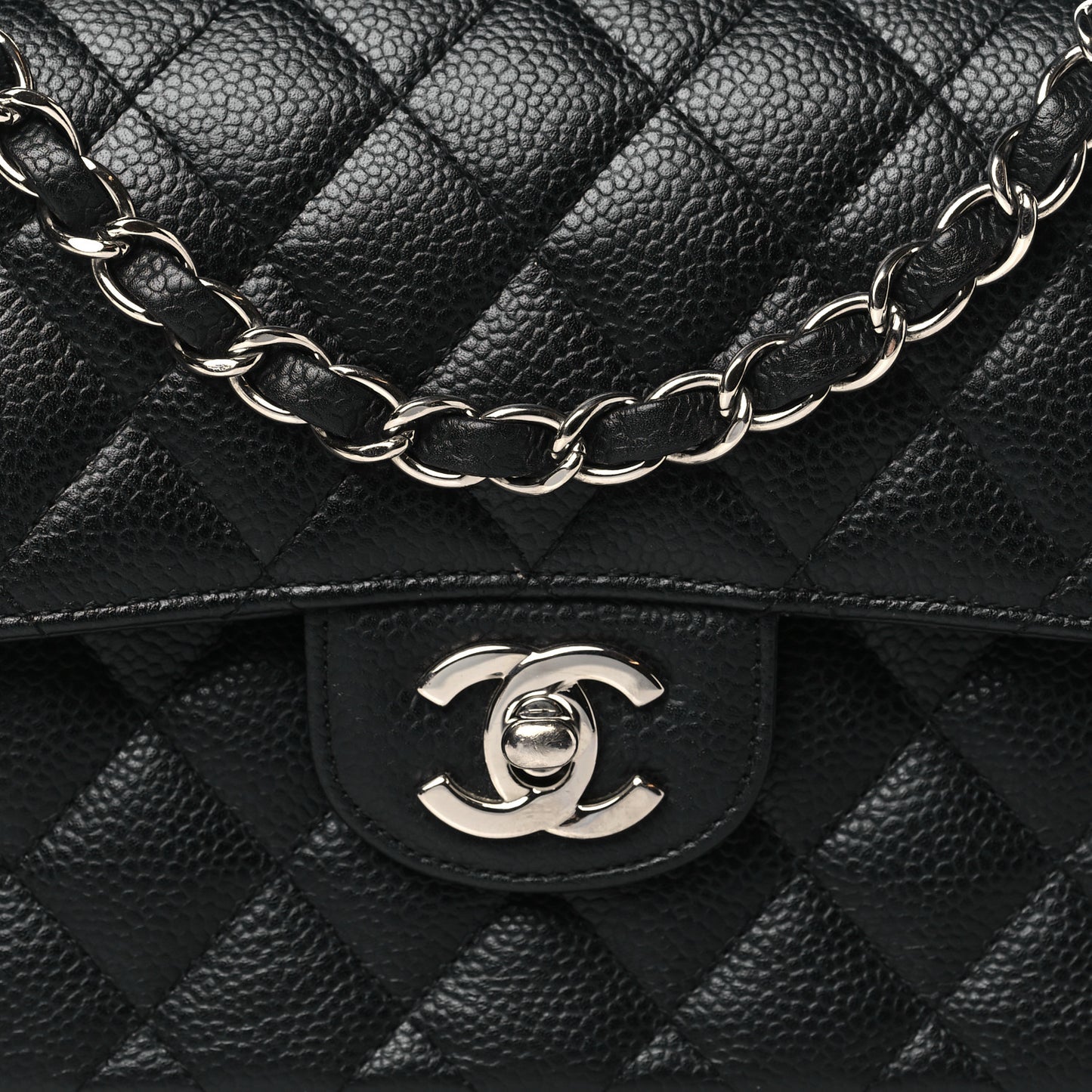 Caviar Quilted Small Double Flap Black