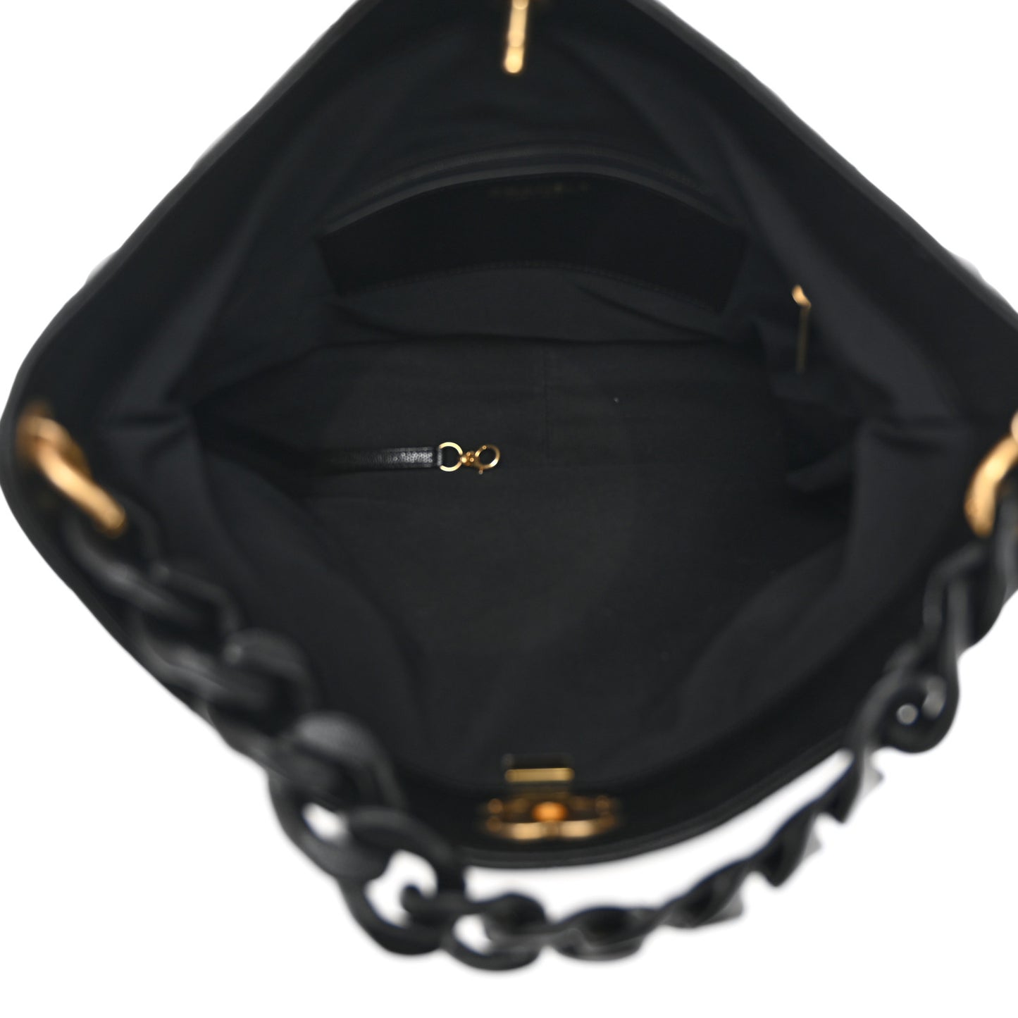 Caviar Quilted Fold Over Hobo Black
