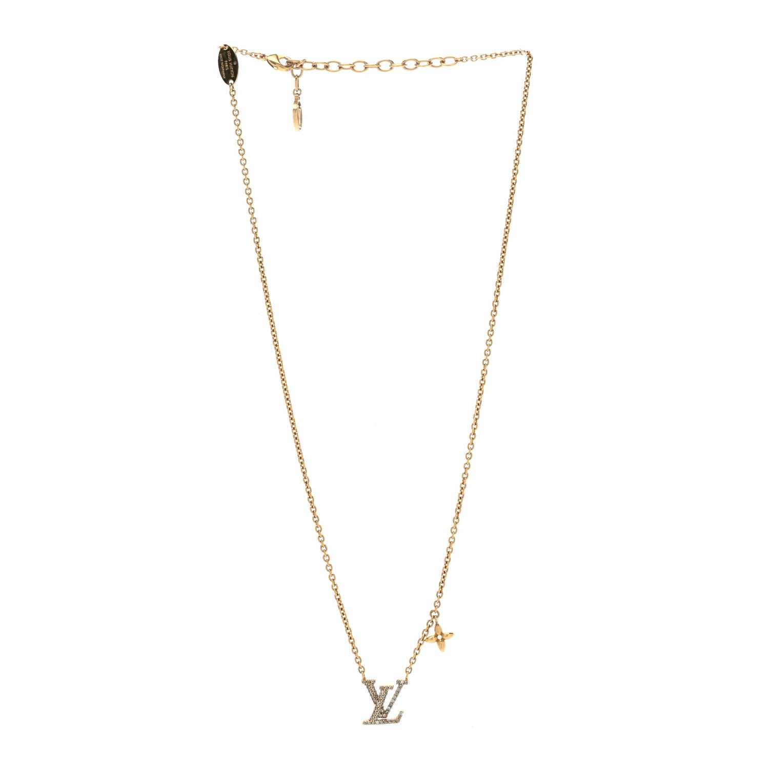 Louis Vuitton Metal Crystal LV Iconic Necklace Gold 3 of 4