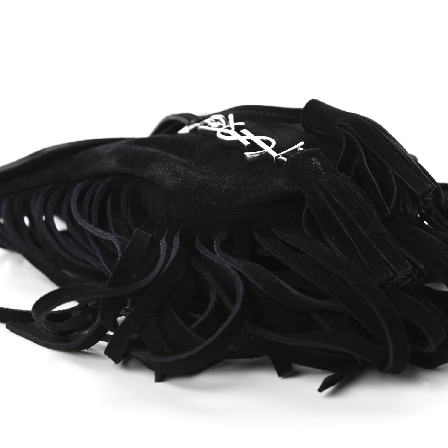 Saint Laurent Suede Fringe Toy Monogram Anita Crossbody Bag Black 6 of 10