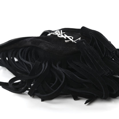 Saint Laurent Suede Fringe Toy Monogram Anita Crossbody Bag Black 6 of 10