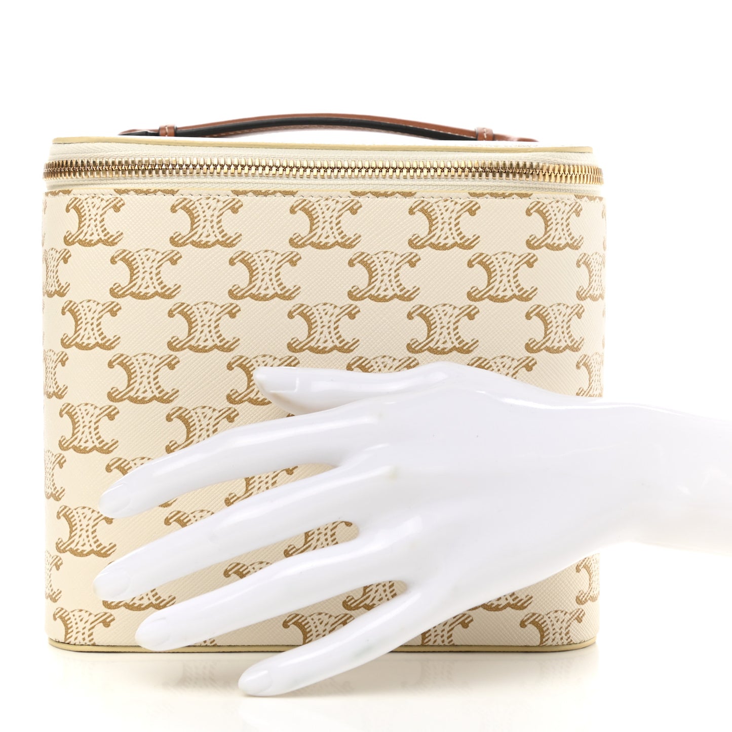 Triomphe Canvas Calfskin Square Vanity Case White