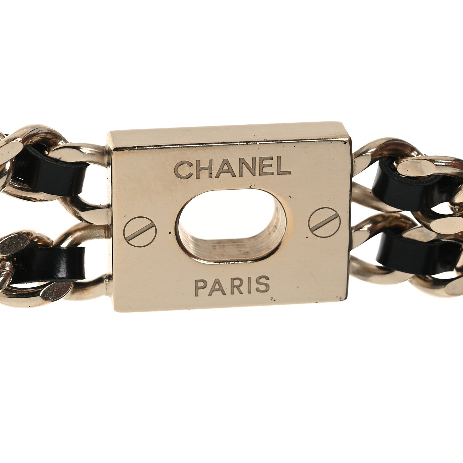 Chanel Metal Lambskin CC Lariat Necklace Black Gold 5 of 7