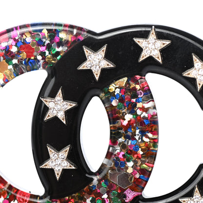 Chanel Resin Glitter Crystal CC Star Brooch Multicolor 4 of 4