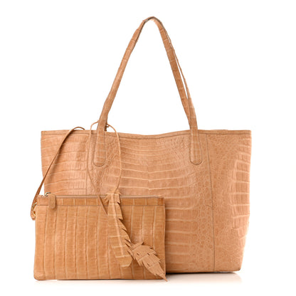 Nancy Gonzalez Crocodile Leaf Tote Beige 1 of 11