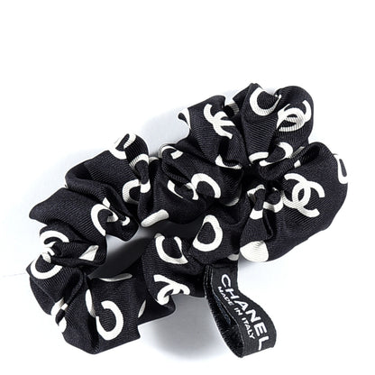 Chanel Silk CC Twilly Hair Tie Black White 2 of 4