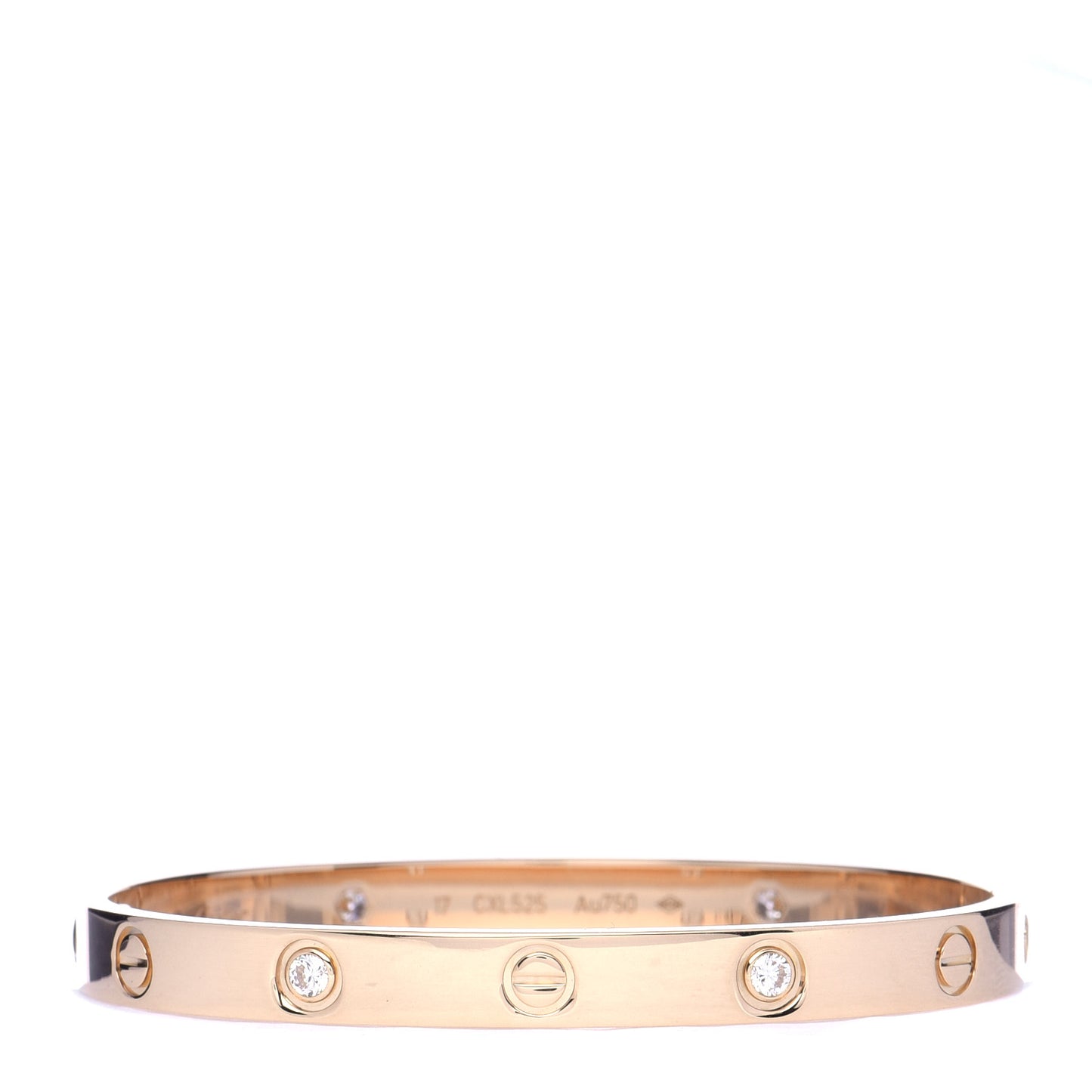 18K Yellow Gold 4 Diamond LOVE Bracelet 17