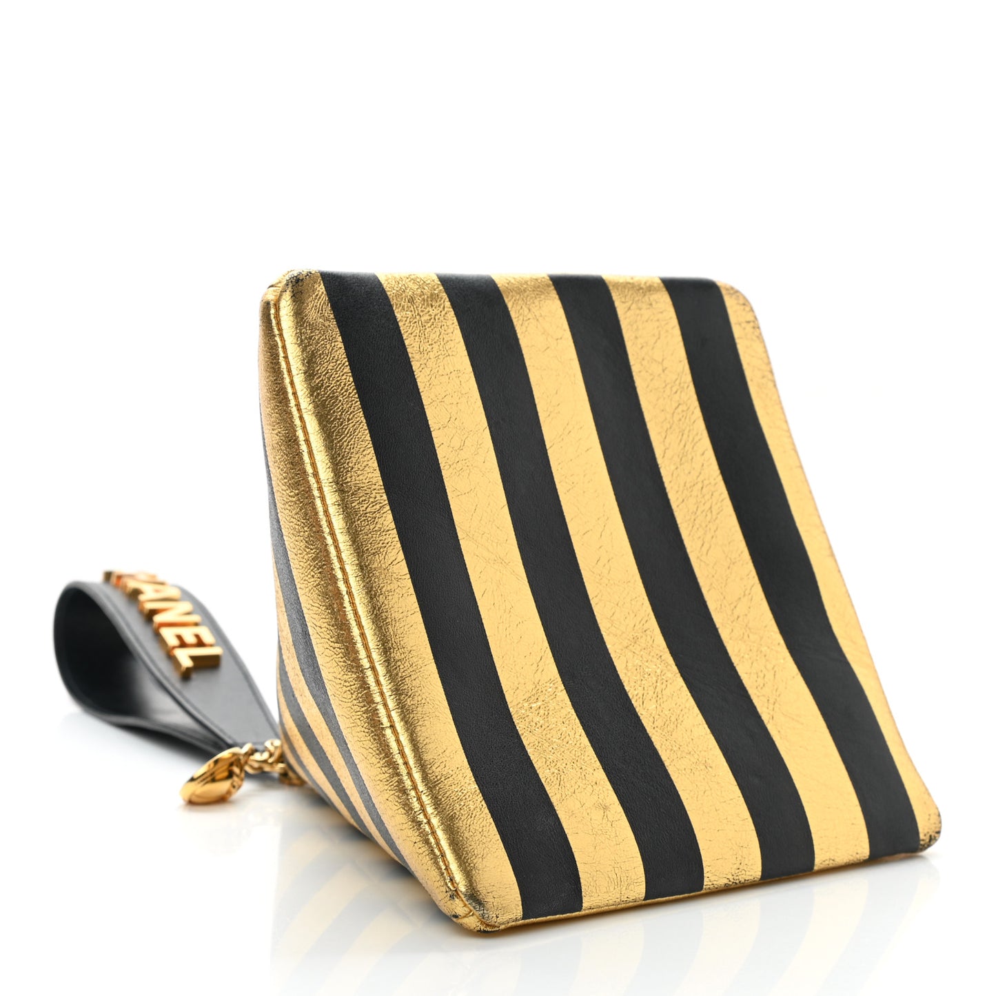 Metallic Lambskin CC Kheops Pyramid Bag Gold Black