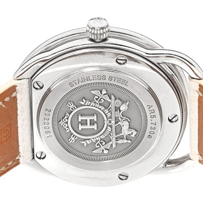 Hermes Stainless Steel Epsom Diamond Bezel Mother of Pearl 38mm Arceau Quartz Watch Blanc 4 of 4