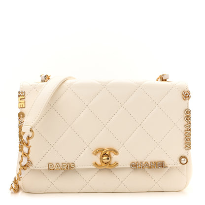 Chanel Lambskin Enamel Strass Quilted Mini Paris Monaco Flap White 1 of 11