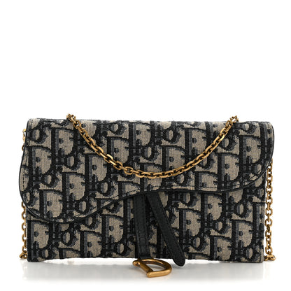 Christian Dior Oblique Saddle Chain Long Wallet Blue 1 of 15