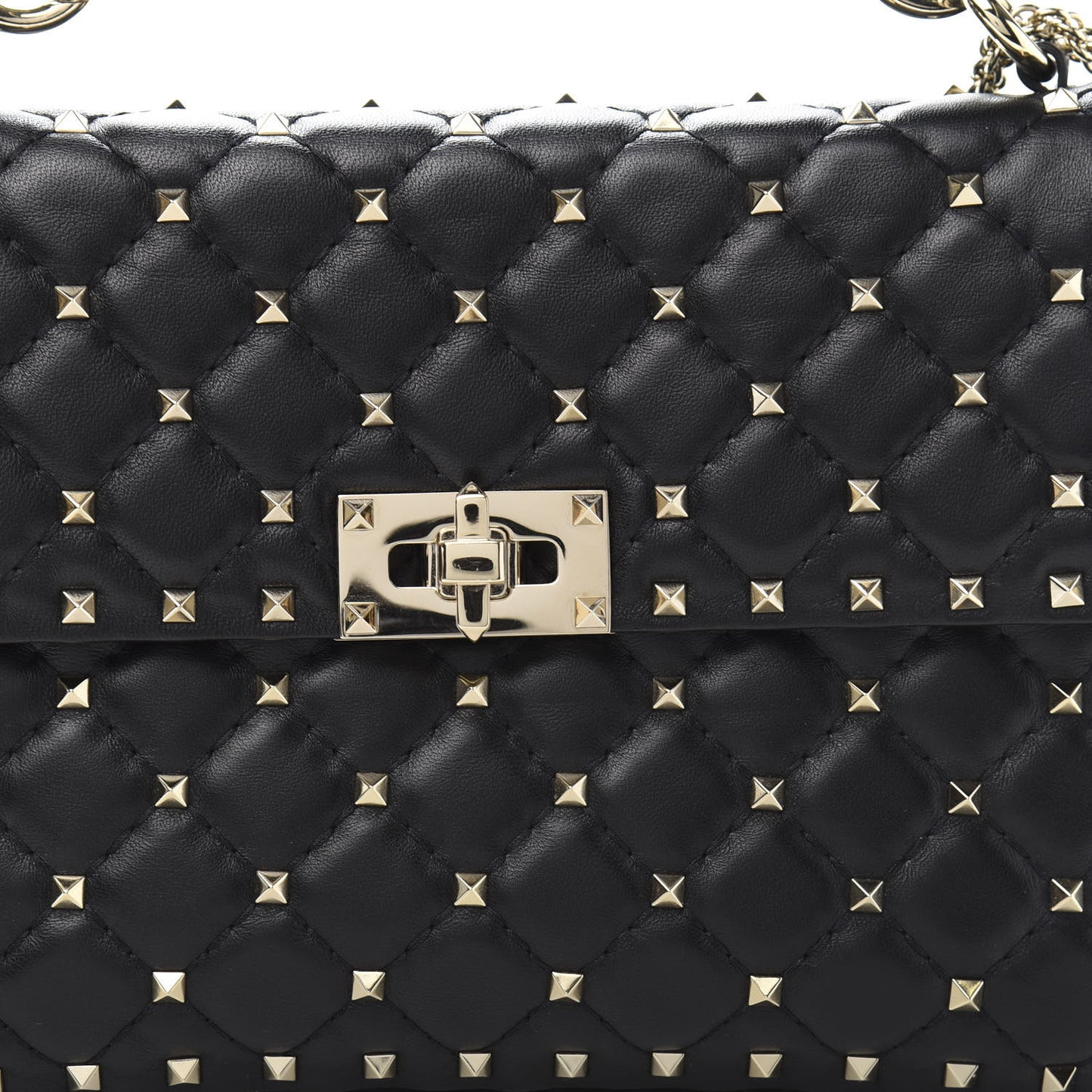 Lambskin Medium Rockstud Spike Shoulder Bag Black