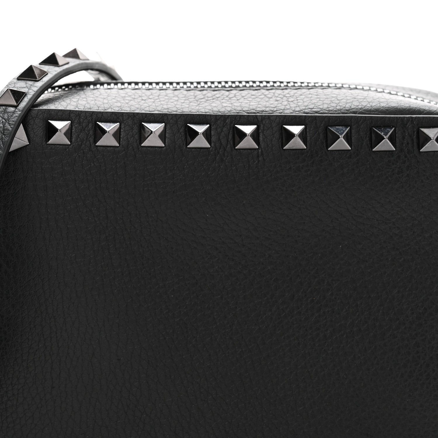 Valentino Garavani Pebbled Calfskin Rockstud Camera Crossbody Bag Black 7 of 10