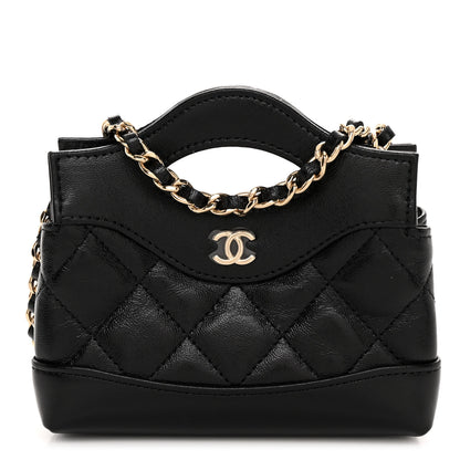 Chanel Shiny Lambskin Quilted Micro 31 Clutch With Chain Black 1 of 11