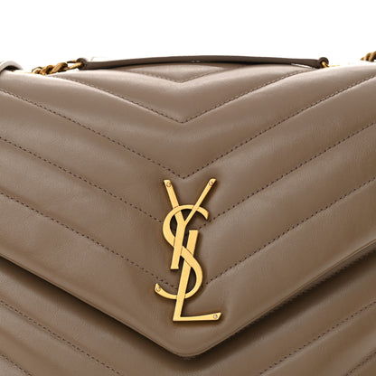 Saint Laurent Calfskin Y Quilted Monogram Medium Loulou Chain Satchel Dark Beige 8 of 14
