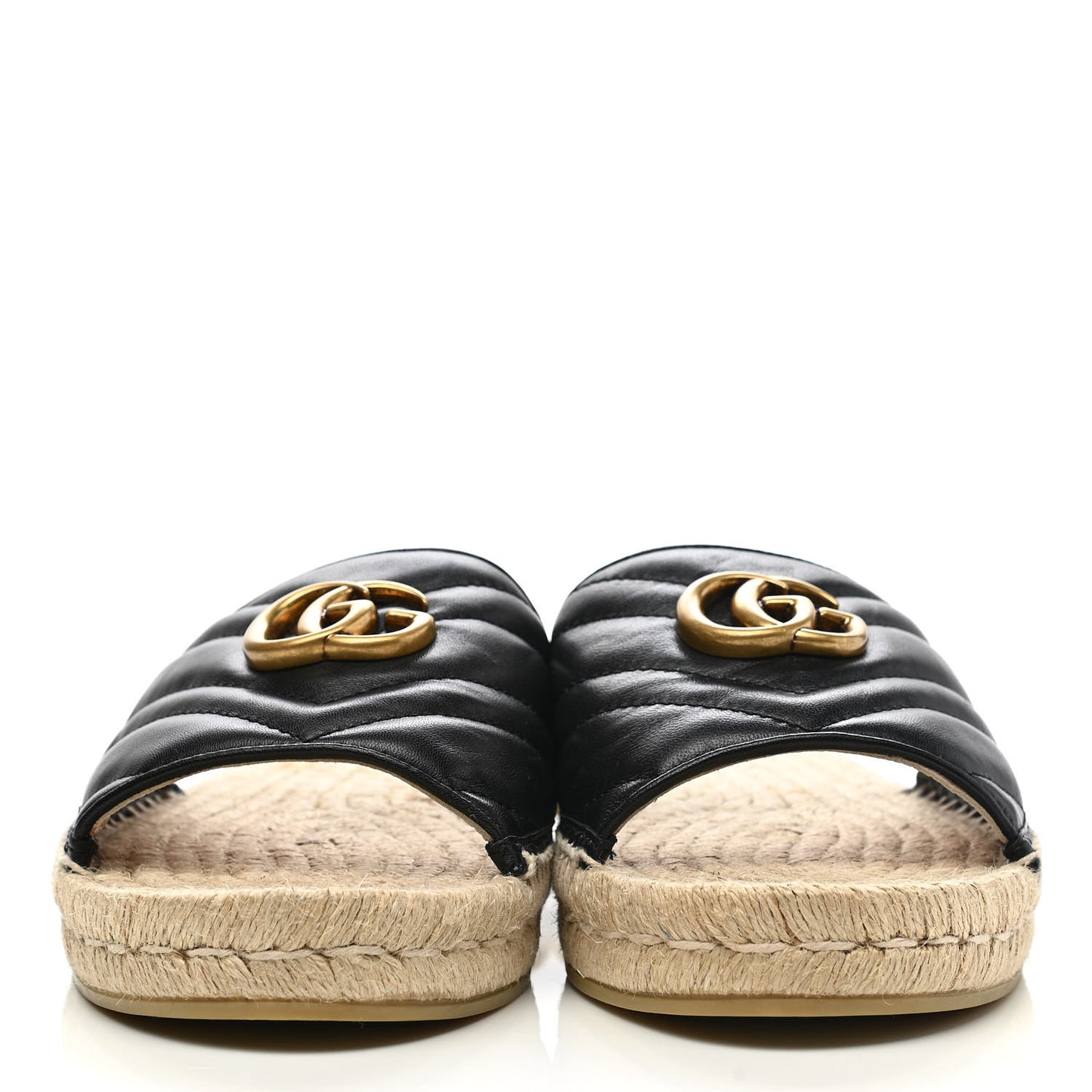 Nappa Matelasse GG Marmont Espadrille Slide Sandals 40 Black