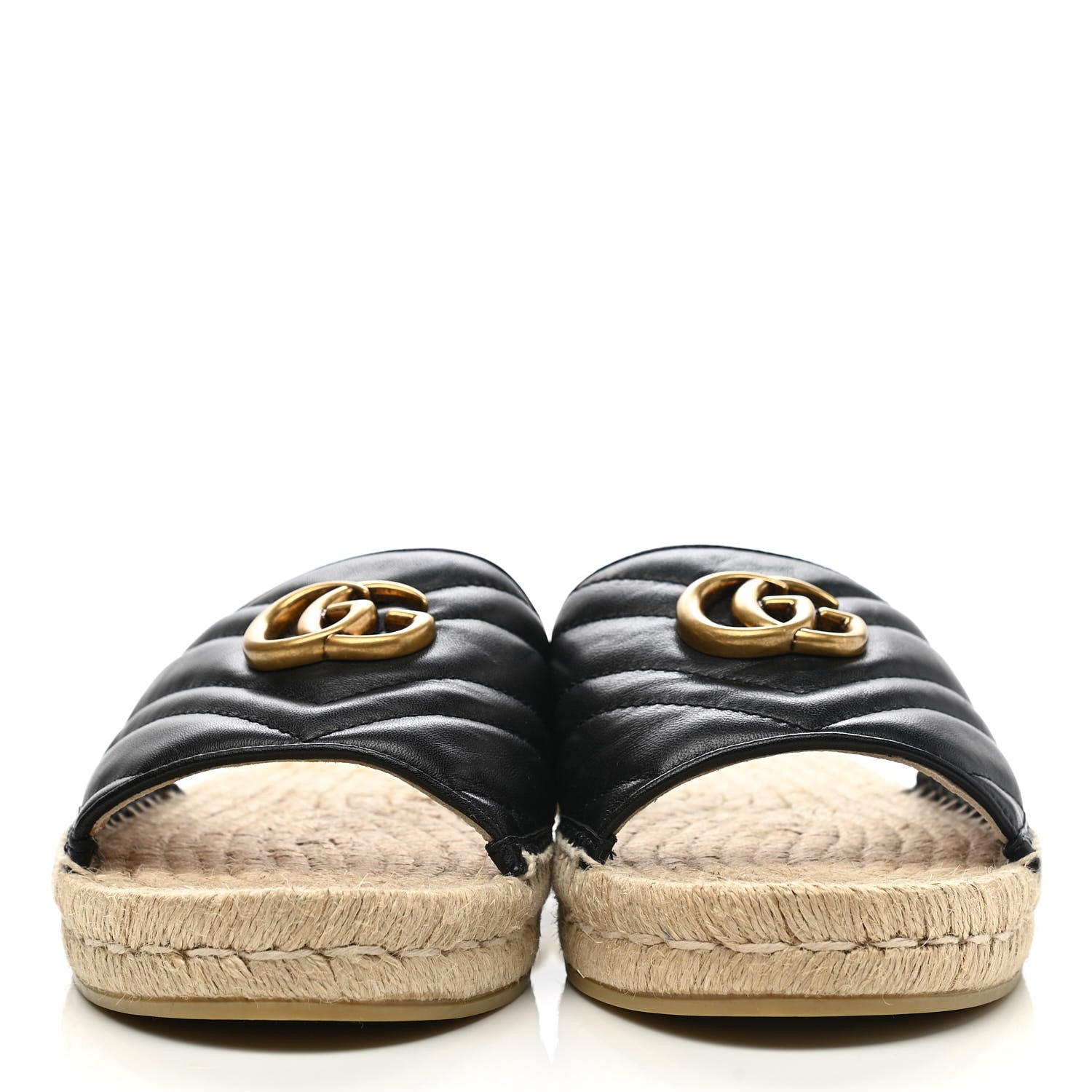 Gucci Nappa Matelasse GG Marmont Espadrille Slide Sandals 40 Black 2 of 13