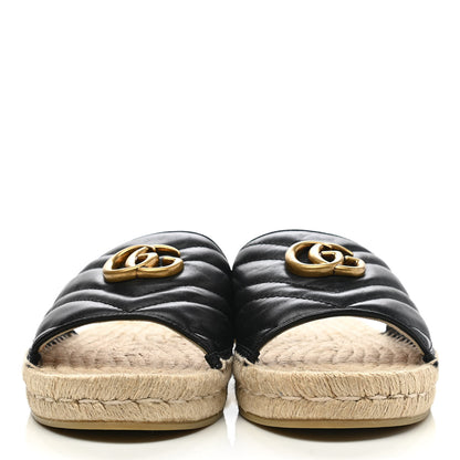 Gucci Nappa Matelasse GG Marmont Espadrille Slide Sandals 40 Black 2 of 13