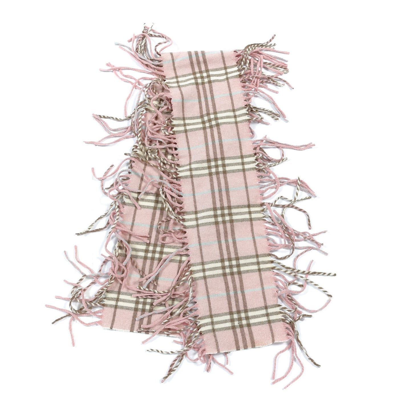 Cashmere Check Happy Fringe Scarf Pink