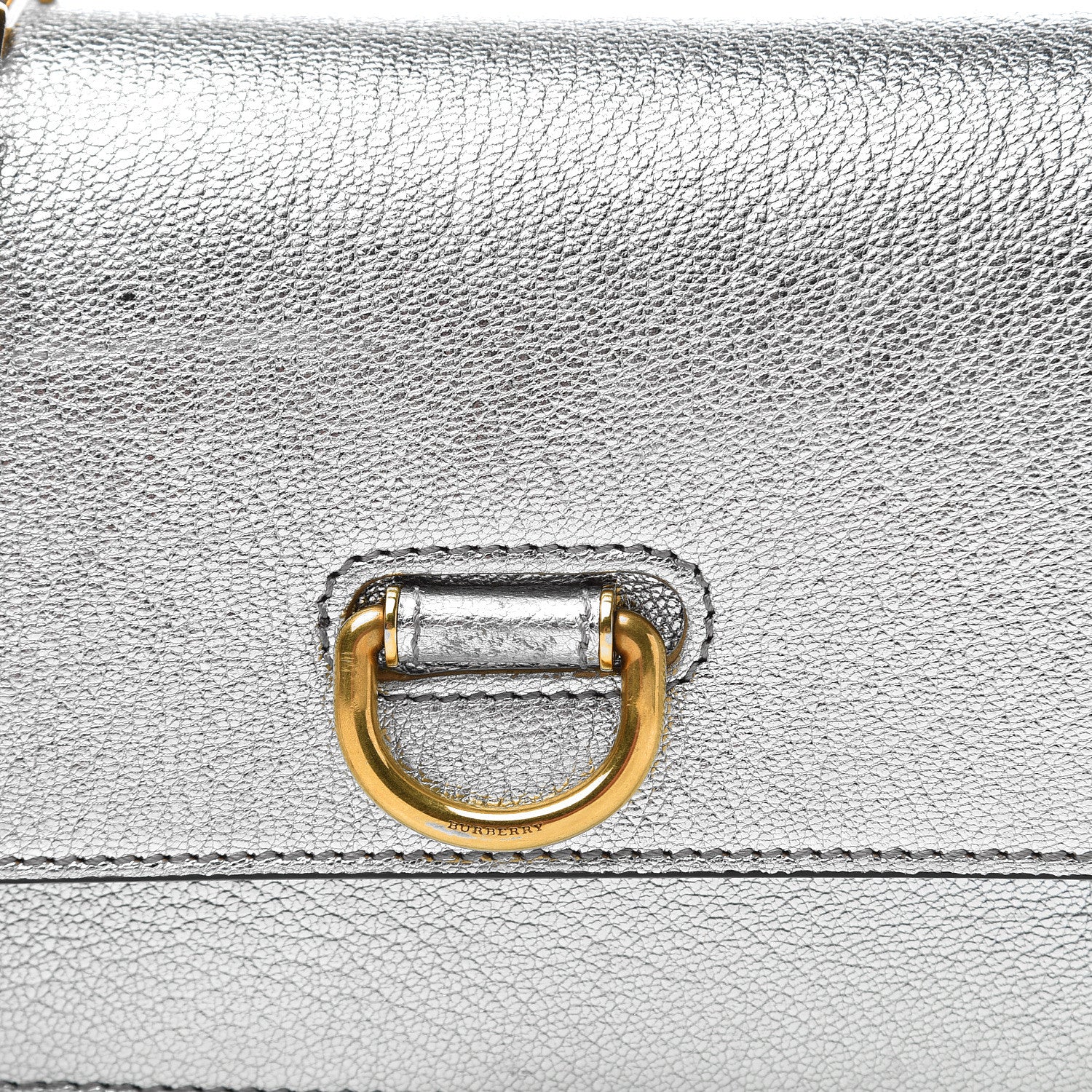 Burberry Metallic Hayes Goatskin D-Ring Mini Bag Silver 10 of 12