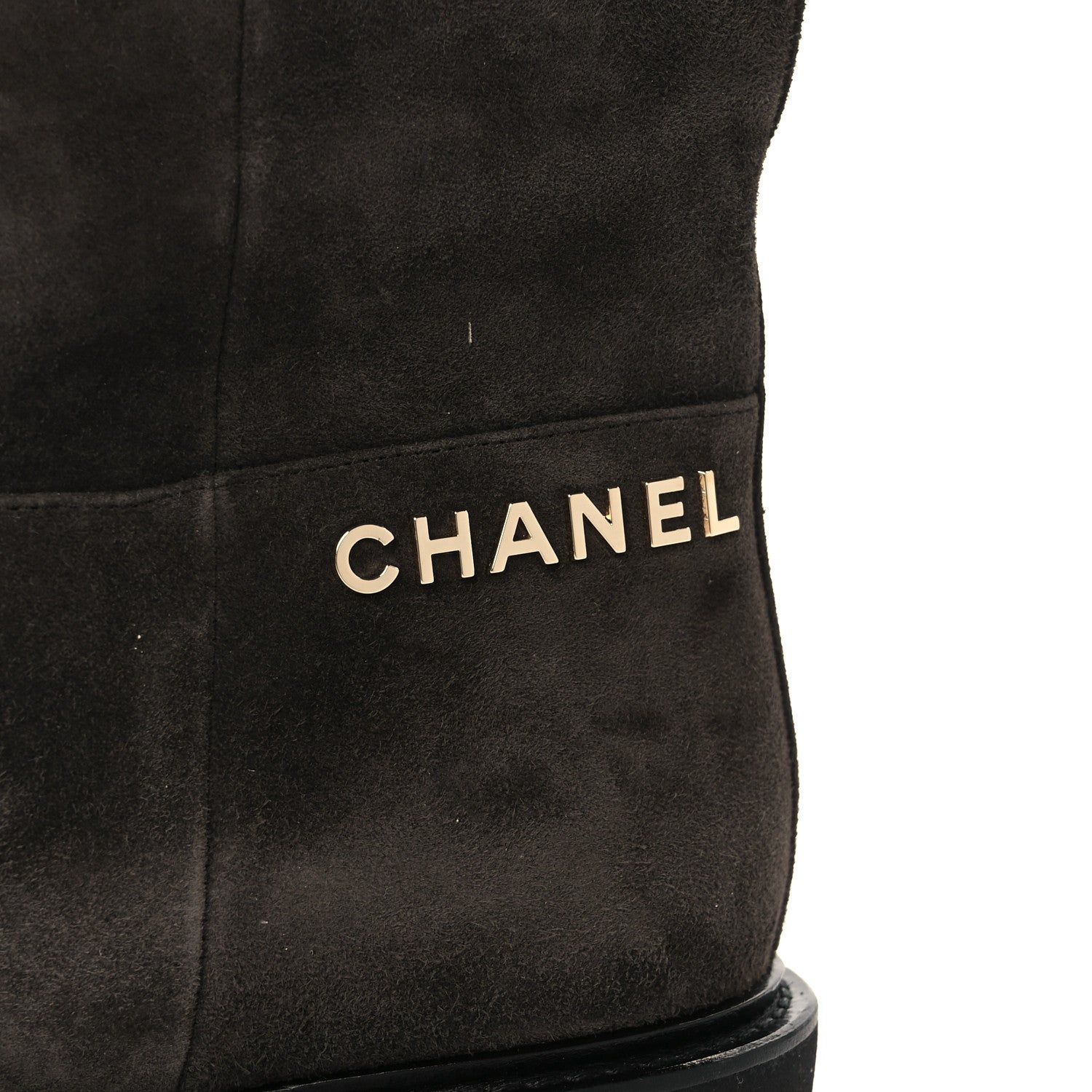 Chanel Suede Calfskin CC Cap Toe Boots 39 Black Brown 5 of 9