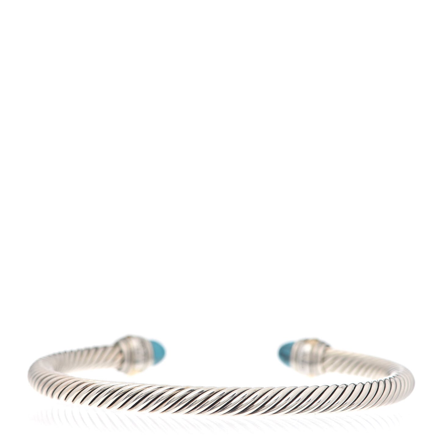 Sterling Silver 14K Yellow Gold Turquoise 5mm Cable Classics Bracelet