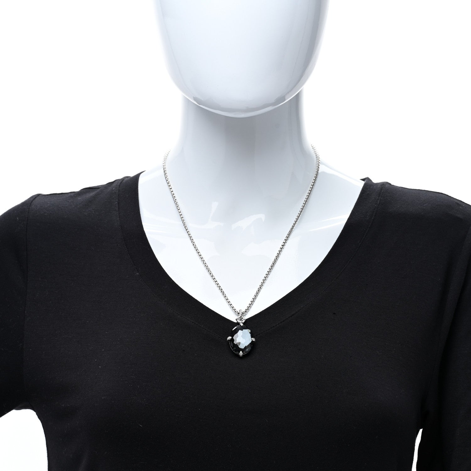 David Yurman Sterling Silver Gray Orchid 24mm Oval Chatelaine Pendant Necklace 4 of 4