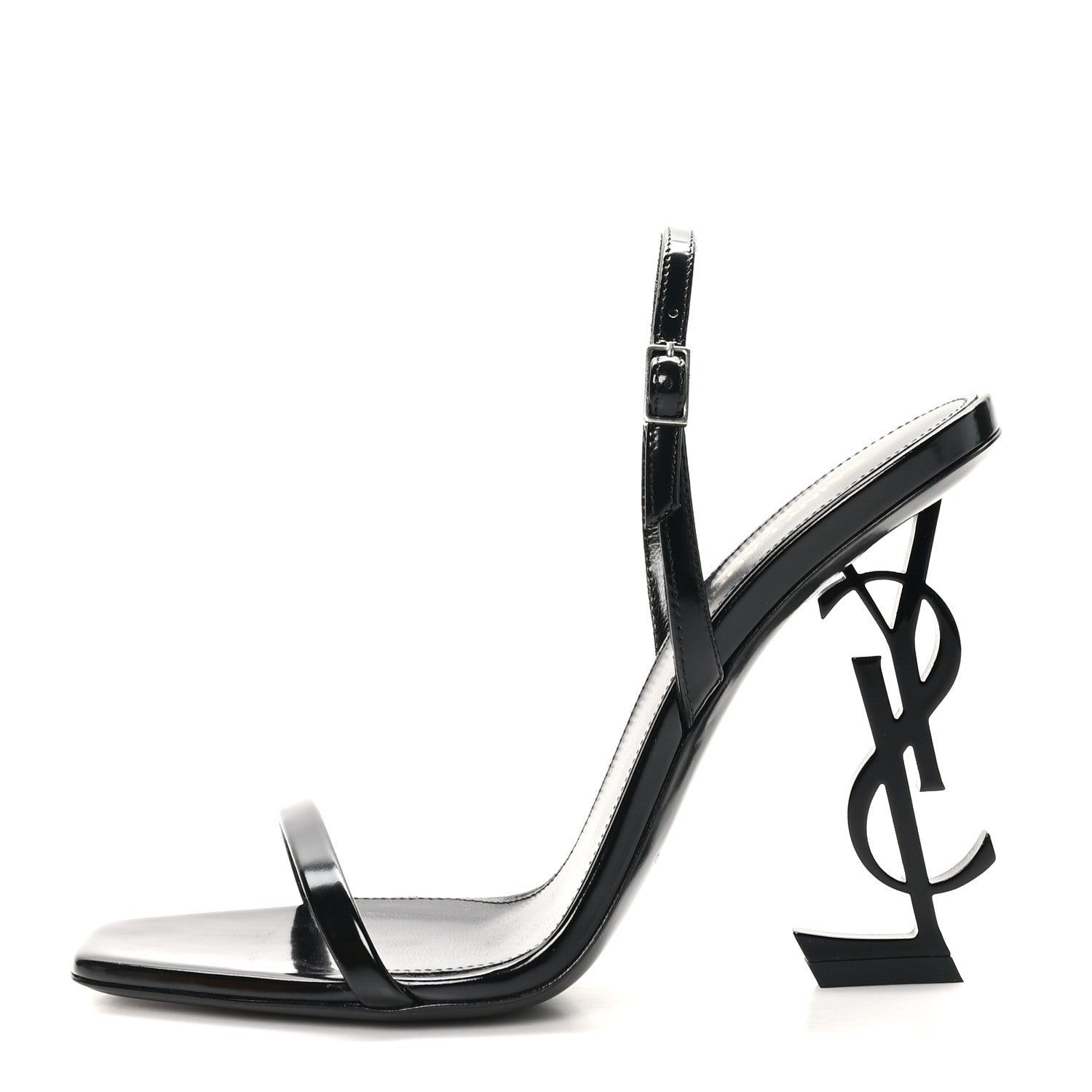 Saint Laurent Patent Calfskin Opyum 110 Sandals 37 Black 1 of 9